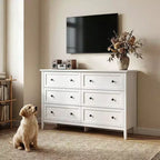 Karl Home 47 Inch Six Drawer Cabinet with Double Row Dual Handles Frame Design Melamine Finish