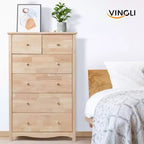 Karl Home Natural Rubberwood 6 Drawer Cabinet 1pc