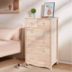 Karl Home Natural Rubberwood 6 Drawer Cabinet 1pc