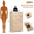 Karl Home Natural Rubberwood 6 Drawer Cabinet 1pc