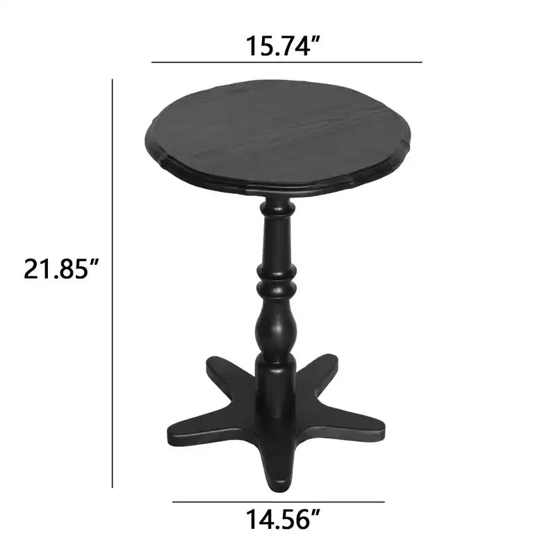 15.75 Inch Black Vintage Round End Table, Wooden Pedestal Side Coffee Table Accent Nightstand for Living Room Bedroom Entryway