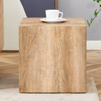 15.7 Light Wood Color MDF Coffee Table, Smooth Texture Minimalist Square No-Assembly Accent Table for Living Room