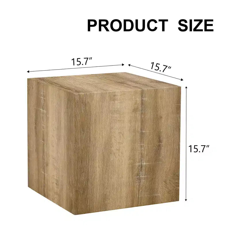 15.7 Light Wood Color MDF Coffee Table, Smooth Texture Minimalist Square No-Assembly Accent Table for Living Room