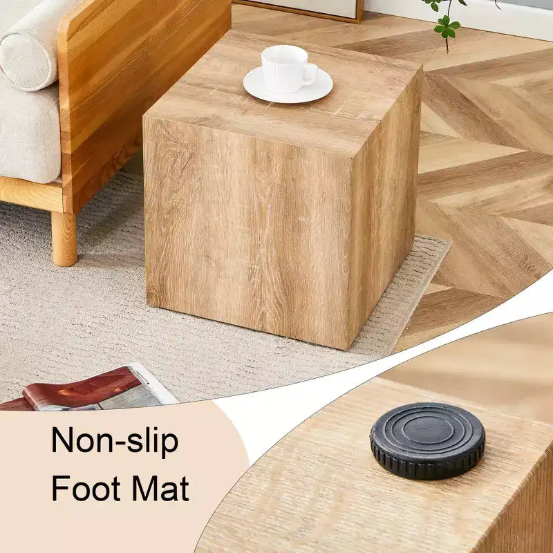 15.7 Light Wood Color MDF Coffee Table, Smooth Texture Minimalist Square No-Assembly Accent Table for Living Room