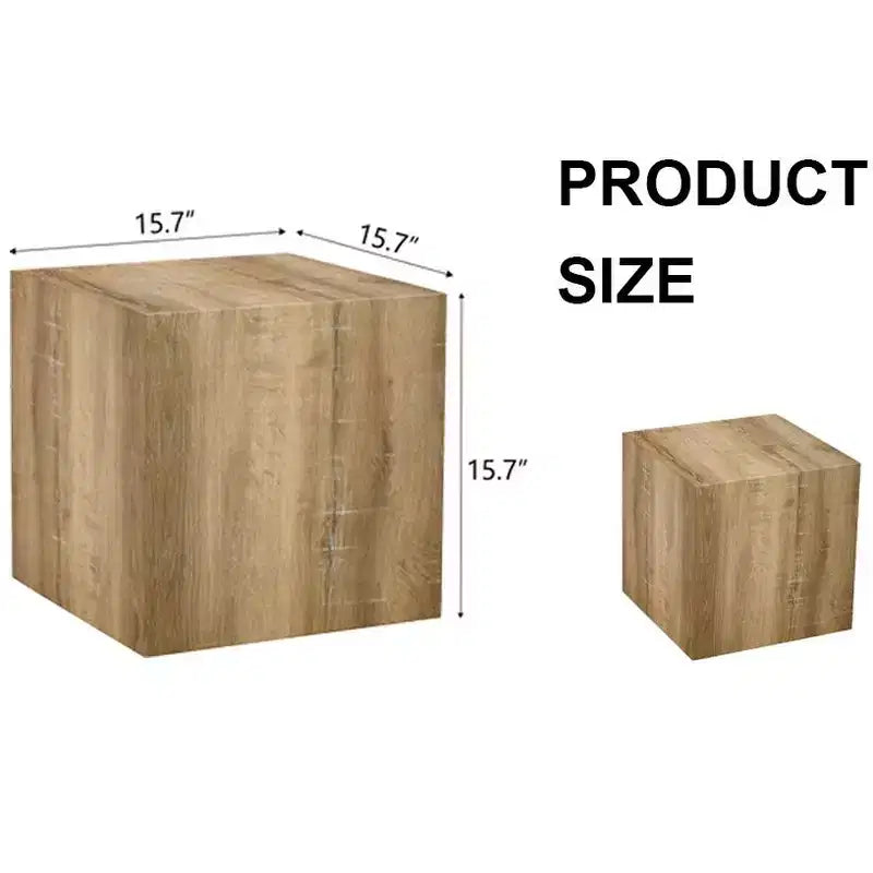 15.7 Light Wood Color MDF Coffee Table, Smooth Texture Minimalist Square No-Assembly Accent Table for Living Room