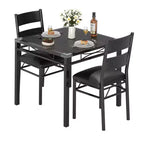 Set Tavolo da Pranzo 4 Sedie Imbottite, Robusta Struttura in Legno, Protezioni Angolari, Perfetto per Appartamento o Sala da Pranzo Piccola