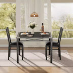 Set Tavolo da Pranzo 4 Sedie Imbottite, Robusta Struttura in Legno, Protezioni Angolari, Perfetto per Appartamento o Sala da Pranzo Piccola