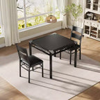 Set Tavolo da Pranzo 4 Sedie Imbottite, Robusta Struttura in Legno, Protezioni Angolari, Perfetto per Appartamento o Sala da Pranzo Piccola