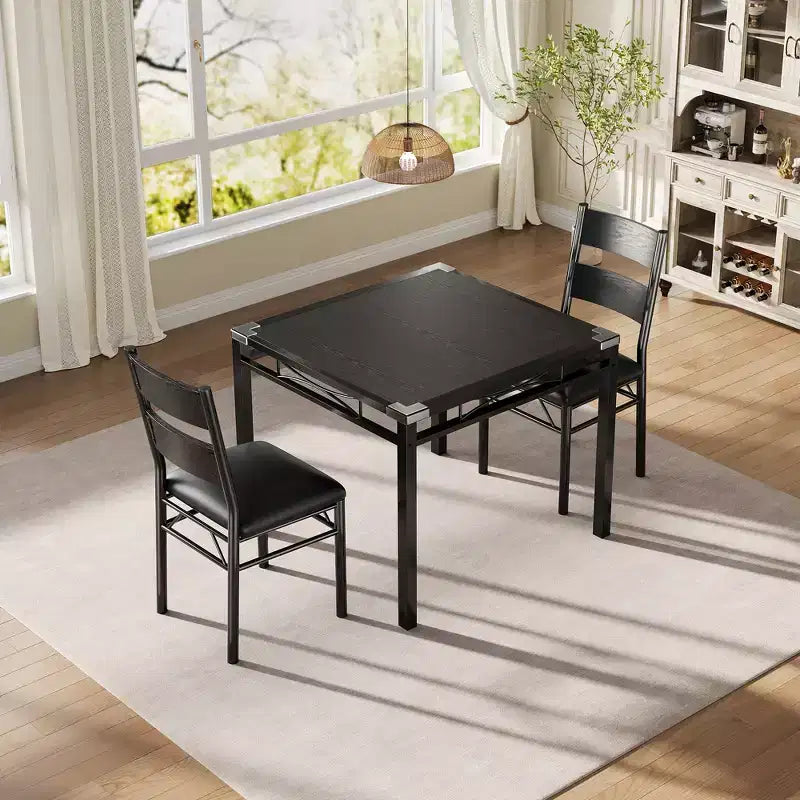 Set Tavolo da Pranzo 4 Sedie Imbottite, Robusta Struttura in Legno, Protezioni Angolari, Perfetto per Appartamento o Sala da Pranzo Piccola