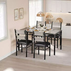 Set Tavolo da Pranzo 4 Sedie Imbottite, Robusta Struttura in Legno, Protezioni Angolari, Perfetto per Appartamento o Sala da Pranzo Piccola