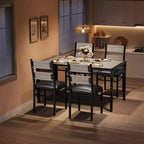 Set Tavolo da Pranzo 4 Sedie Imbottite, Robusta Struttura in Legno, Protezioni Angolari, Perfetto per Appartamento o Sala da Pranzo Piccola