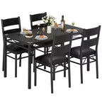 Set Tavolo da Pranzo 4 Sedie Imbottite, Robusta Struttura in Legno, Protezioni Angolari, Perfetto per Appartamento o Sala da Pranzo Piccola
