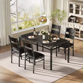 Dining Table Set  4 Upholstered Chairs, Sturdy Wood Construction, Corner Protectors, Perfect for Apartment or Small Dining Room