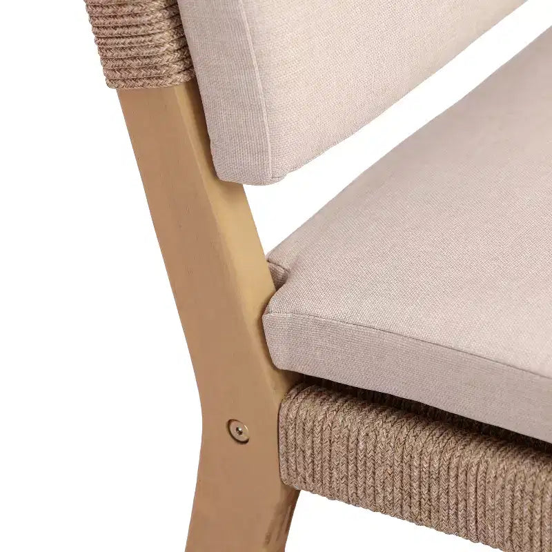 Christopher Knight Home Prakash Modern Patio Acacia Lounge Chair with Cushion and Rope Design (Table Not Included) (Set of 2)