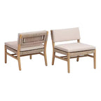 Christopher Knight Home Prakash Modern Patio Acacia Lounge Chair with Cushion and Rope Design (Table Not Included) (Set of 2)
