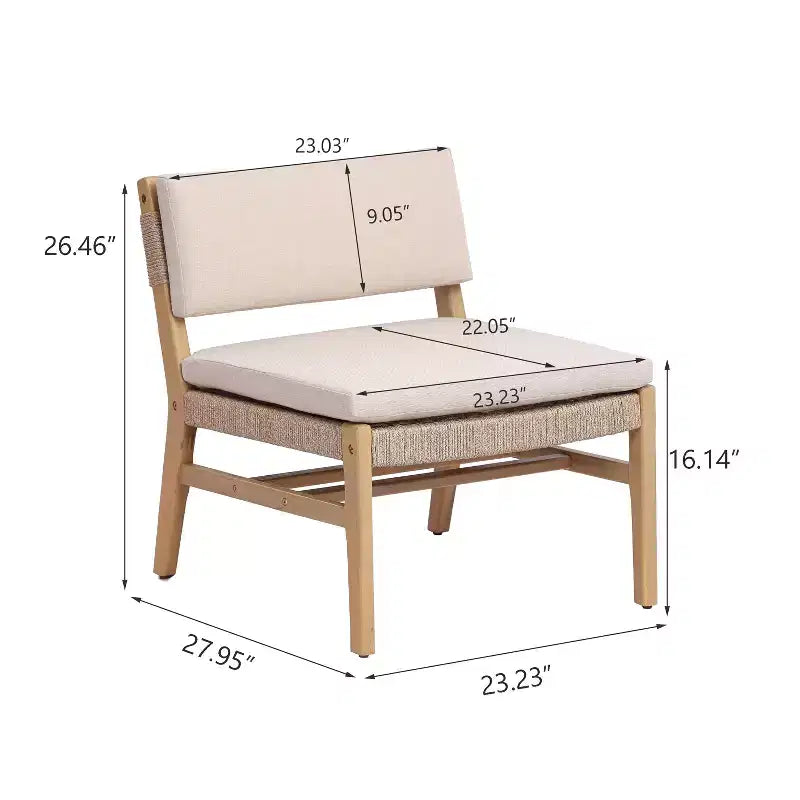 Christopher Knight Home Prakash Modern Patio Acacia Lounge Chair with Cushion and Rope Design (Table Not Included) (Set of 2)