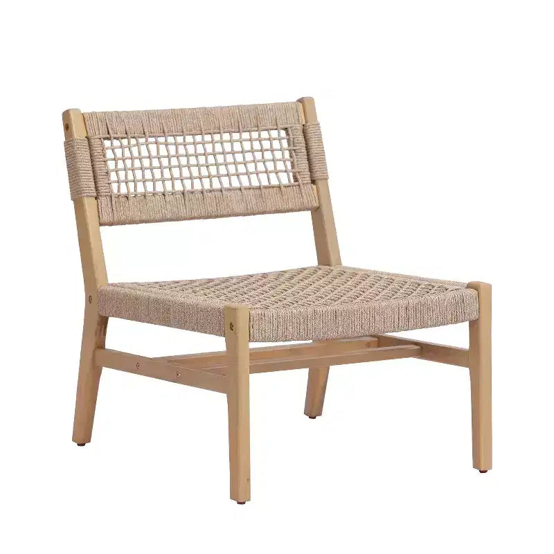 Christopher Knight Home Prakash Modern Patio Acacia Lounge Chair with Cushion and Rope Design (Table Not Included) (Set of 2)