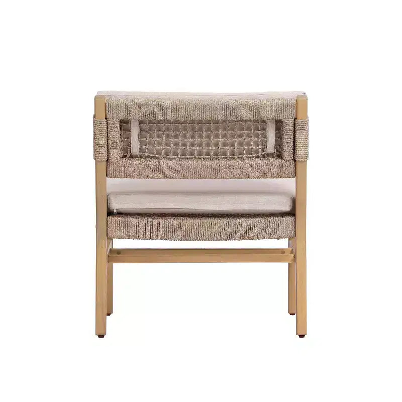 Christopher Knight Home Prakash Modern Patio Acacia Lounge Chair with Cushion and Rope Design (Table Not Included) (Set of 2)