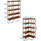 Scaffale angolare a 5 ripiani, libreria industriale a forma di L con ripiani, scaffale angolare autoportante per soggiorno, camera da letto, ufficio domestico