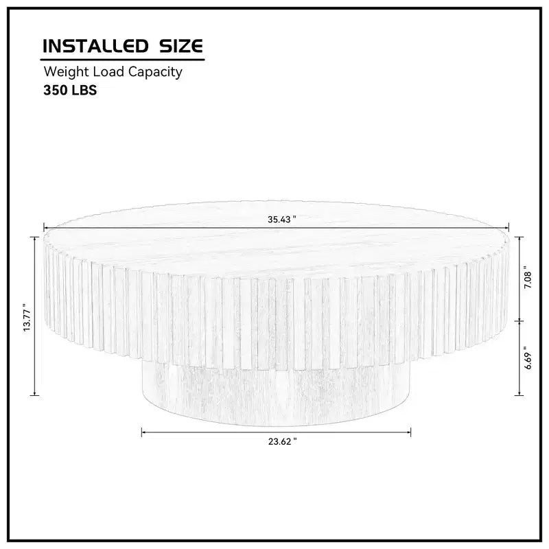 JVNOXK Tavolino Rotondo da 35.43'' Tavolino Piccolo per Appartamento, Tavolino da Salotto Moderno con Base Robusta, Noce