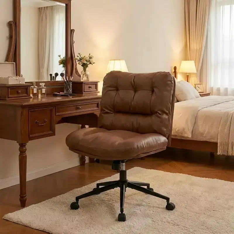 Sedia da ufficio girevole a 360°, sedia da scrivania senza braccioli con ampio cuscino doppio, regolabile in altezza per ufficio, camera da letto e studio