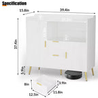 Set of 2 Modern Buffet Cabinet with Drawers, 40 Sideboard Storage with Shelves & Doors for Kitchen Dining Room