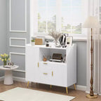 Set of 2 Modern Buffet Cabinet with Drawers, 40 Sideboard Storage with Shelves & Doors for Kitchen Dining Room