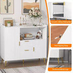 Set of 2 Modern Buffet Cabinet with Drawers, 40 Sideboard Storage with Shelves & Doors for Kitchen Dining Room
