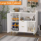 Set of 2 Modern Buffet Cabinet with Drawers, 40 Sideboard Storage with Shelves & Doors for Kitchen Dining Room