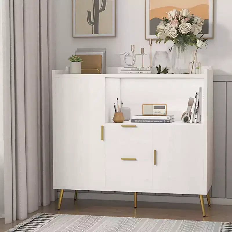Set of 2 Modern Buffet Cabinet with Drawers, 40 Sideboard Storage with Shelves & Doors for Kitchen Dining Room