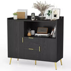 Set of 2 Modern Buffet Cabinet with Drawers, 40 Sideboard Storage with Shelves & Doors for Kitchen Dining Room
