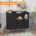 Set of 2 Modern Buffet Cabinet with Drawers, 40 Sideboard Storage with Shelves & Doors for Kitchen Dining Room