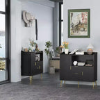 Set of 2 Modern Buffet Cabinet with Drawers, 40 Sideboard Storage with Shelves & Doors for Kitchen Dining Room