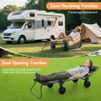 2-in-1 Folding Camping Wagon & Lounge Chair, Large Capacity Carbon Steel Utility Cart w/ 360 All-Terrain Wheels for Beach, Garden & Outdoor