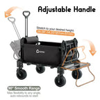 2-in-1 Folding Camping Wagon & Lounge Chair, Large Capacity Carbon Steel Utility Cart w/ 360 All-Terrain Wheels for Beach, Garden & Outdoor