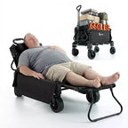 2-in-1 Folding Camping Wagon & Lounge Chair, Large Capacity Carbon Steel Utility Cart w/ 360 All-Terrain Wheels for Beach, Garden & Outdoor