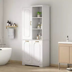 Mobiletto bagno alto da appoggio 68 con 2 cesti portabiancheria inclinabili, ripiani regolabili, anta con chiusura ammortizzata - ModernLuxe