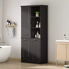 Mobiletto bagno alto da appoggio 68 con 2 cesti portabiancheria inclinabili, ripiani regolabili, anta con chiusura ammortizzata - ModernLuxe