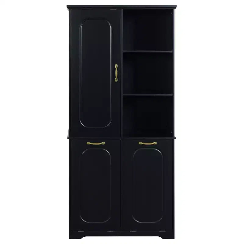 Mobiletto bagno alto da appoggio 68 con 2 cesti portabiancheria inclinabili, ripiani regolabili, anta con chiusura ammortizzata - ModernLuxe