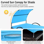 Polibi Outdoor Sun Lounger with Adjustable Backrest, Curved Canopy & Hidden Side Table