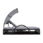 Polibi Outdoor Sun Lounger with Adjustable Backrest, Curved Canopy & Hidden Side Table