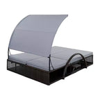 Polibi Outdoor Sun Lounger with Adjustable Backrest, Curved Canopy & Hidden Side Table