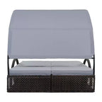 Polibi Outdoor Sun Lounger with Adjustable Backrest, Curved Canopy & Hidden Side Table