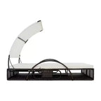 Polibi Outdoor Sun Lounger with Adjustable Backrest, Curved Canopy & Hidden Side Table