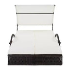 Polibi Outdoor Sun Lounger with Adjustable Backrest, Curved Canopy & Hidden Side Table