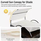 Polibi Outdoor Sun Lounger with Adjustable Backrest, Curved Canopy & Hidden Side Table