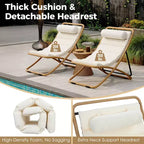 ModernLuxe 2pcs Outdoor Folding Chair Rattan-Wrapped Patio Lounge Chair, Sling Chair with Adjustable Backrest, Thick Cushion & Headrest