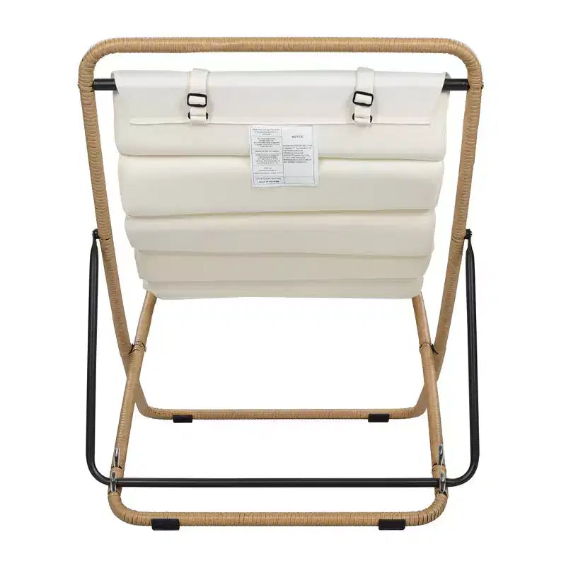 ModernLuxe 2pcs Outdoor Folding Chair Rattan-Wrapped Patio Lounge Chair, Sling Chair with Adjustable Backrest, Thick Cushion & Headrest