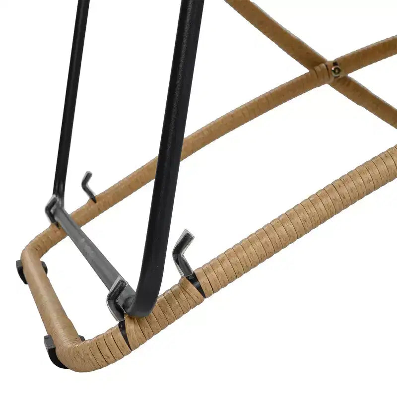 ModernLuxe 2pcs Outdoor Folding Chair Rattan-Wrapped Patio Lounge Chair, Sling Chair with Adjustable Backrest, Thick Cushion & Headrest