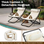 ModernLuxe 2pcs Outdoor Folding Chair Rattan-Wrapped Patio Lounge Chair, Sling Chair with Adjustable Backrest, Thick Cushion & Headrest